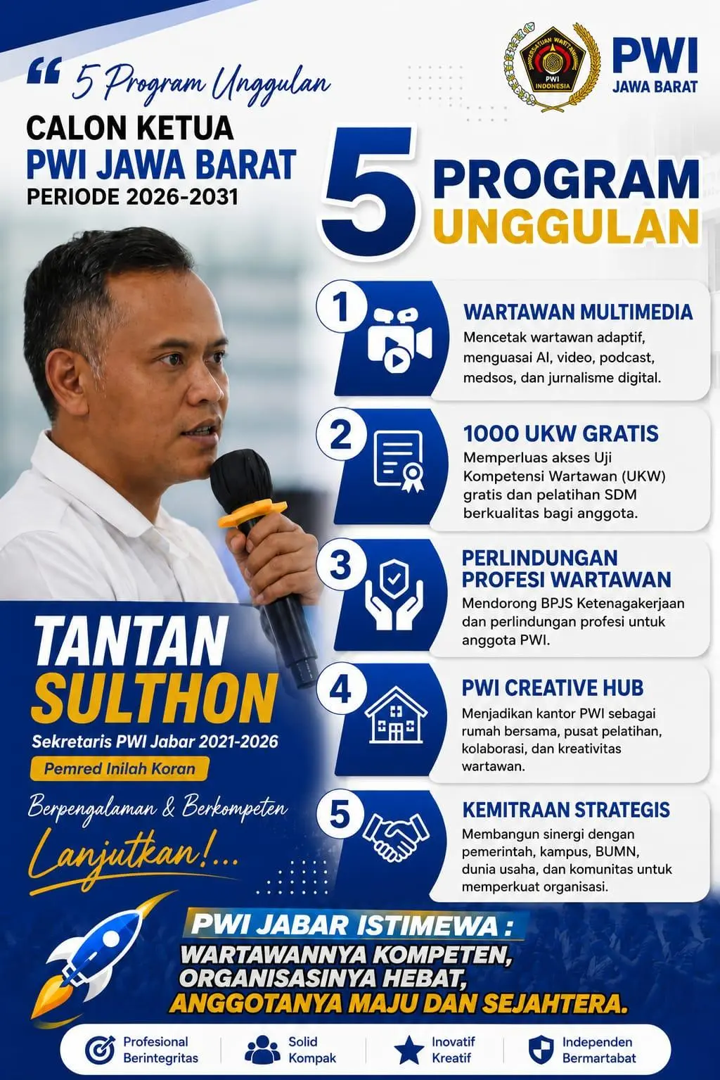 Lima Gagasan Tantan Sulthon untuk PWI Jabar: 1.000 UKW Gratis Jadi Program Paling Disorot