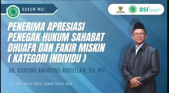 Dudung Amadung Abdullah Masuk 10 Terbaik Apresiasi Penegakan Hukum MUI, Sebut Ulama Perkuat Perjuangan Akses Keadilan untuk Dhuafa