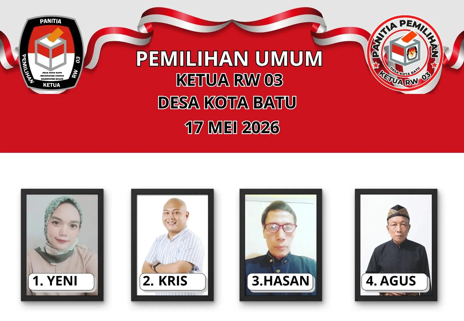 Empat Kandidat Terbaik Ramaikan Pemilihan Ketua RW 03 Desa Kota Batu