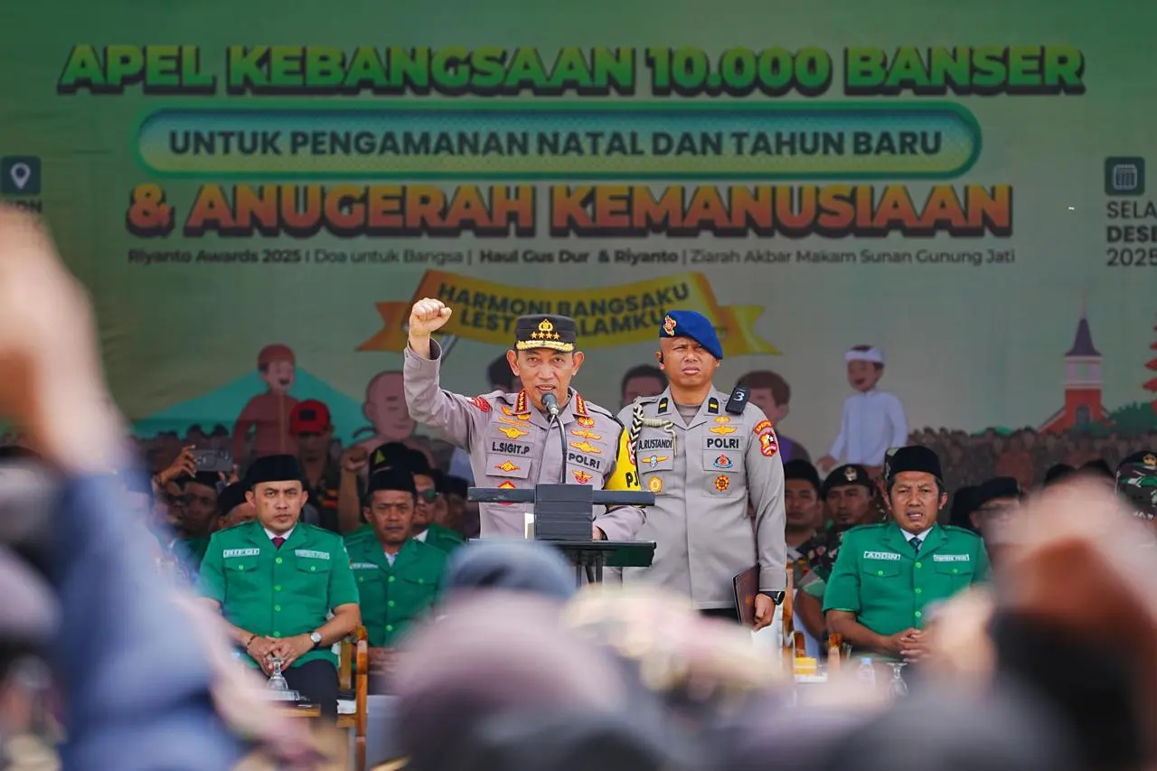 Kapolri Pimpin Apel Kebangsaan Banser untuk Pengamanan Natal dan Tahun Baru