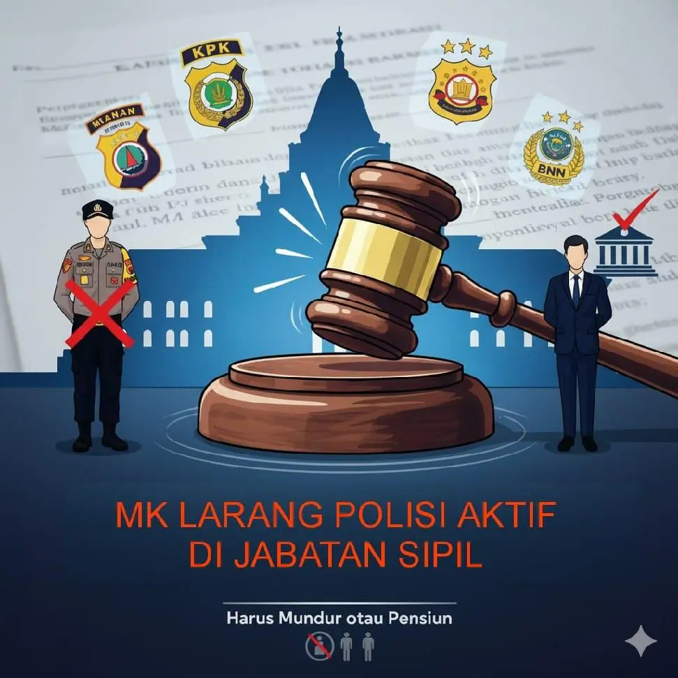 MK Larang Kapolri Tempatkan Polisi Aktif di Jabatan Sipil, Harus Mundur atau Pensiun