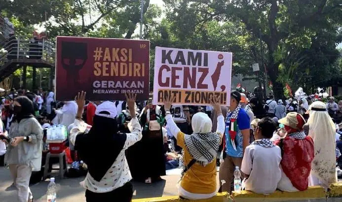 Aksi Bela Palestina di Jakarta: Ribuan Massa Padati Patung Kuda Serukan Hentikan Genosida Gaza