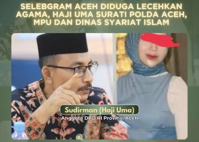 Haji Uma Surati Polda Aceh atas dugaan penistaan agama yang dilakukan Selebgram berinisial MU
