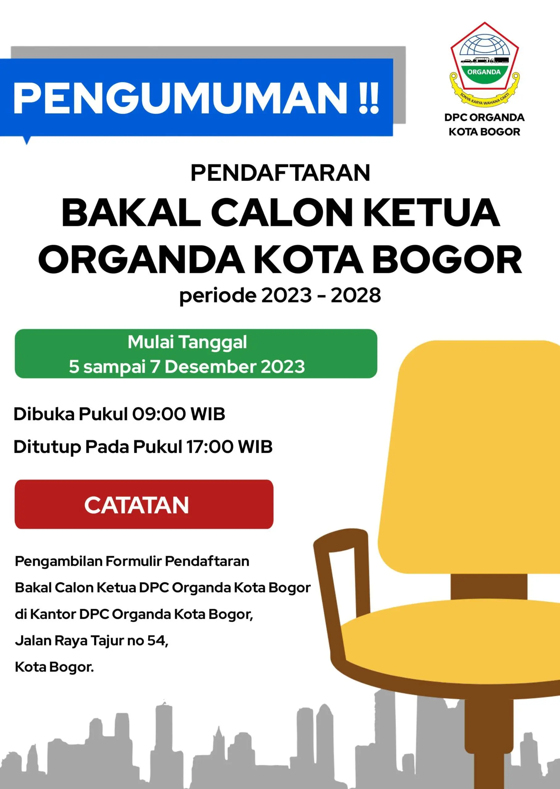 Organda Kota Bogor Gelar Muscab Pemilihan Ketua DPC Baru, Pendaftaran di Buka Hari Ini